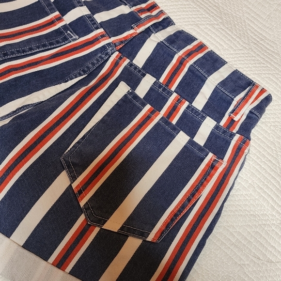Urban Outfitters BDG mom red white blue striped denim shorts button fly sz 27 - Picture 9 of 12
